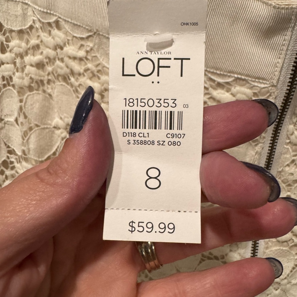 LOFT New ivory lace skirt-size 8 - Picture 7 of 9